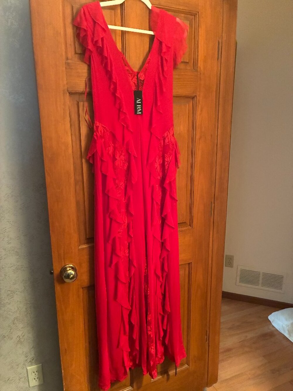 Afrm Trista Kiss Red Maxi Dress, Size XL